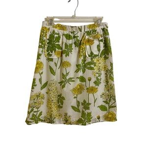 Elevenses Anthro Cottagecore Woman’s Yellow Floral Mid Length Cotton Skirt, Sz 2